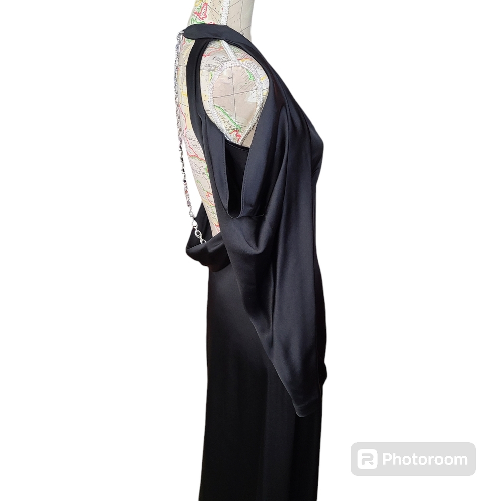 Jonathan Simkhai Caitlyn Size 2 Black Fluid Backless Silver Chainlink Maxi Gown - Picture 11 of 16